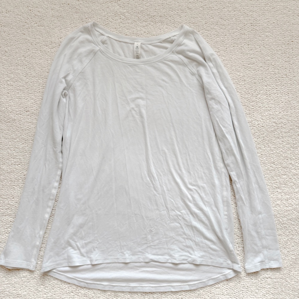 Lululemon Pima Cotton Blend Long Sleeve T-ShirtTop Off-White Size 6